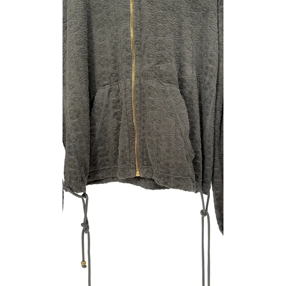 Juicy Couture Y2K Terry Cloth Hoodie Olive Green Full‎ Zip Drawstring Jacket